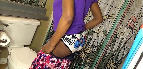  Pretty Brown Skin Girl Voyeur , With Sexy Thighs Getting Dressed In Slow Motion Into Cheekies In Bathroom , Her Sexy Legs Pulling Up Panties Onto Young Derriere Msnovember